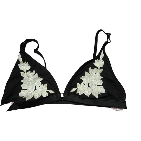 Victoria's Secret Pink Other - Pink by Victoria's Secret Black Bralette W/ Embroidered Flowers Size: L